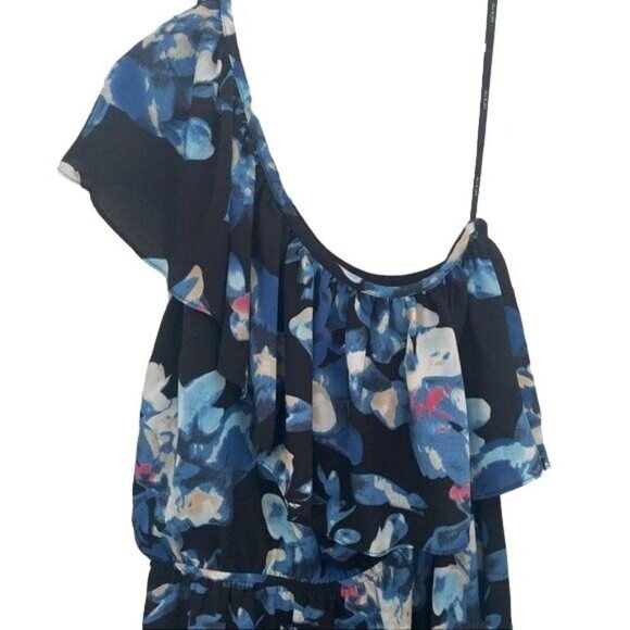 ALI & JAY Blue Floral One Shoulder Dress Sz M - Picture 2 of 8